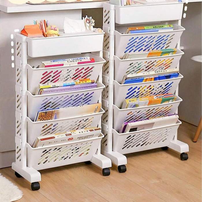 SOFs Children's Bookcase Double-Sided Movable Bookcase with Wheels ... Foldable bookshelf on wheels furniture