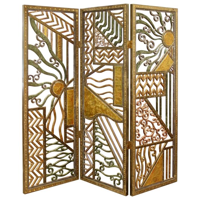 Strike-pin pattern metal screen furniture divider