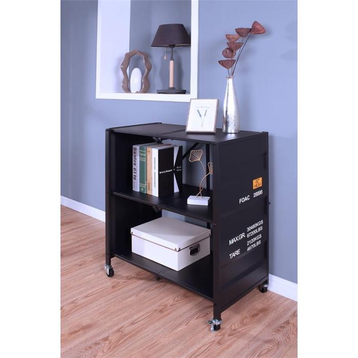 Furniture of America Lionna Metal Folding Bookcase with Wheels in Black ... Furniture of America Lionna Metal Folding Bookcase with Wheels in Black ...