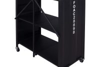 Furniture of America Lionna Metal Folding Bookcase with Wheels in Black ...