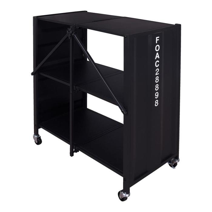 Furniture of America Lionna Metal Folding Bookcase with Wheels in Black ... Furniture of America Lionna Metal Folding Bookcase with Wheels in Black ...