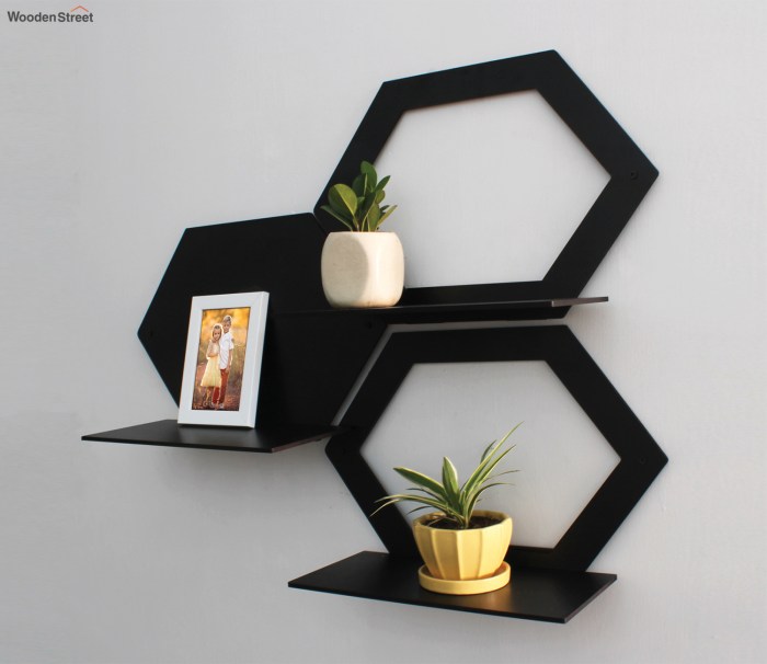 Buy Hexagon Modular Shelves in Black - Set of 4 at 22% OFF Online ... Modular hexagon shelf furniture for living room