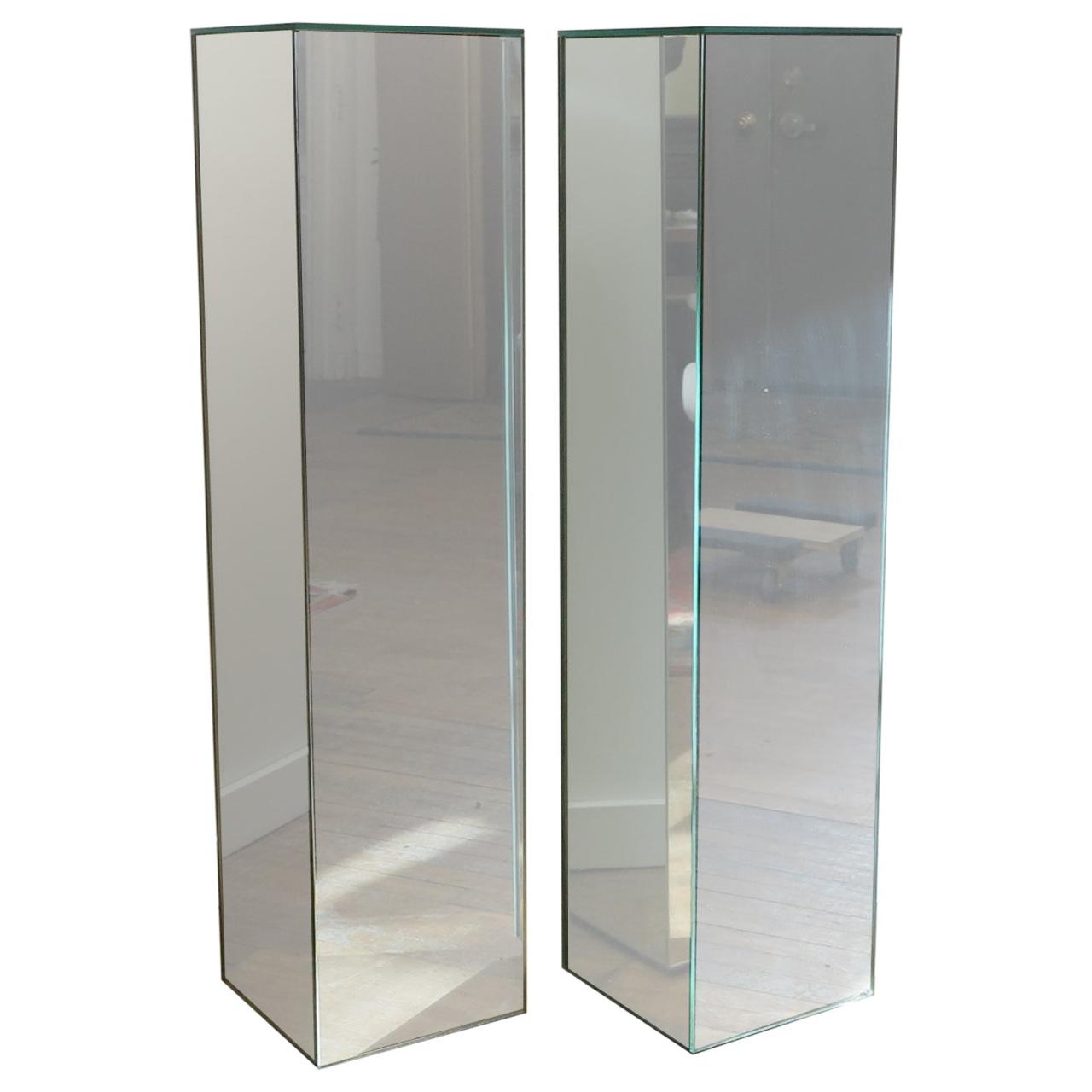 Modernist Hand Beveled Mirrored Pedestal For Sale at 1stDibs | mirror ... Mirrored corner display pedestal furniture