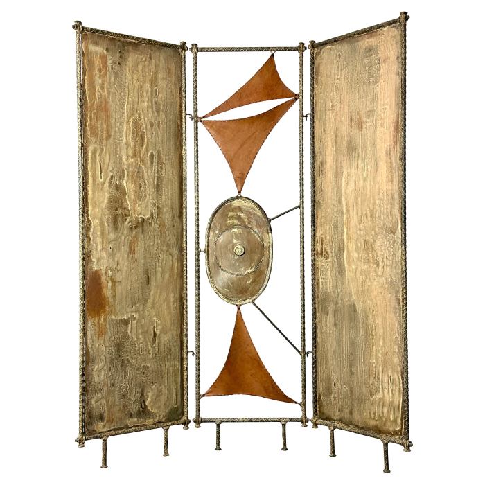 Modern Lattice Pattern Gray Metal Screen/Room Divider | Chairish