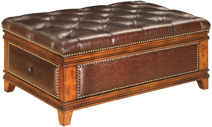 Tufted Leather Upholstered Ottoman For Sale at 1stDibs Upholstered tufted storage ottoman furniture