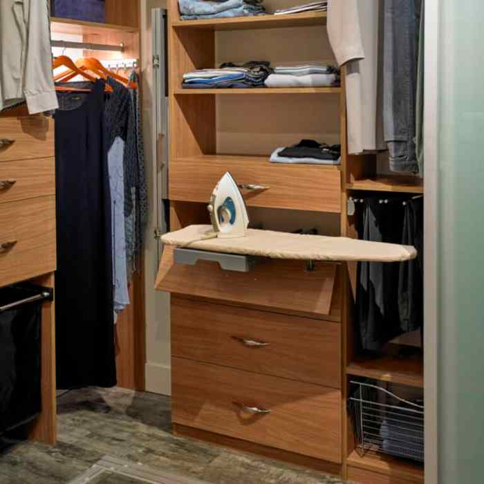 FOLD DOWN IRONING BOARD - Incredible Home Fold-down ironing board furniture end cabinet