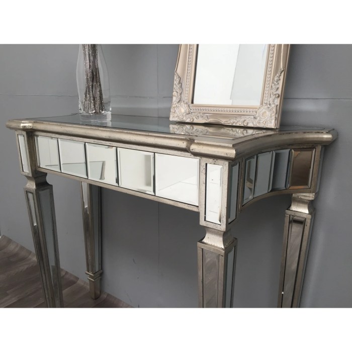 Mirrored console table with candle storage furniture