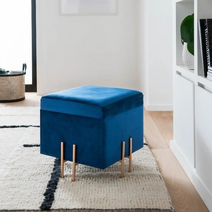 Mild Steel Blue Velvet stool puff, Polished, Size: 16 at Rs 2500/piece ... Velvet puff stool furniture for bedroom