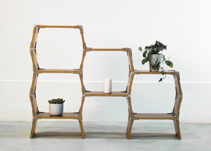 Wooden Hexagon Shelf 4 Cells Modular Ply Wood Furniture - Etsy Modular hexagon shelf furniture for living room